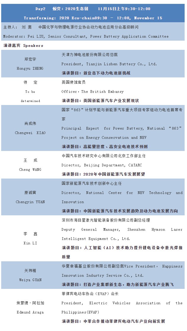 第四屆動力電池應用國際峰會（CBIS2019）詳細議程公布